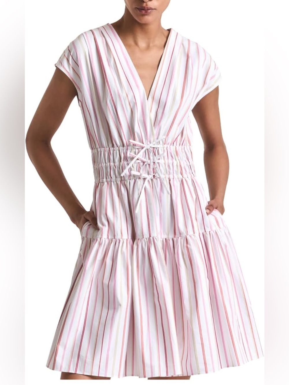 NWT NWT Derek Lam 10 Crosby Tora V-Neck Dress - Pink Stripe - Size 4